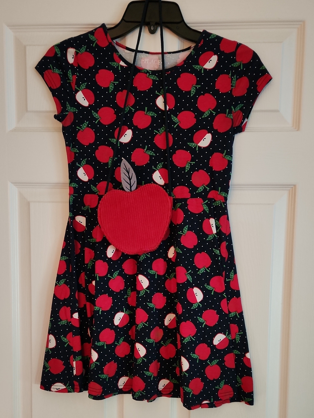 The Children's Place Navy Dress with Red Apple Print